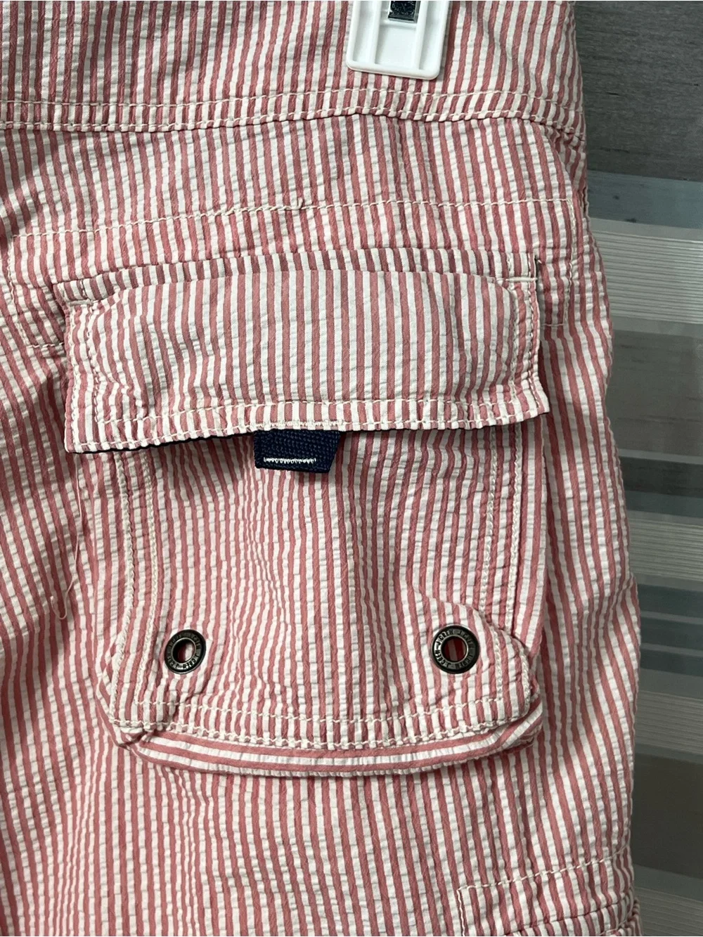 J. Crew Striped Pink Seersucker Cargo Swim Shorts- Men’s Original Swimwear